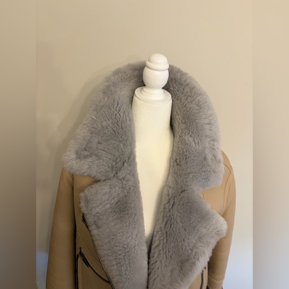 NWT **The Arrivals** Moya Tan Shearling/Leather Jacket - Picture 4 of 16